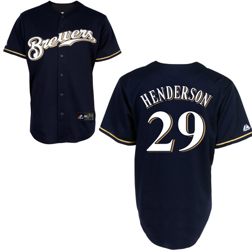 Jim Henderson #29 mlb Jersey-Milwaukee Brewers Women's Authentic 2014 Navy Cool Base BP Baseball Jersey